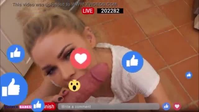 Getting revenge from her cheating boyfriend by blowing her stepbrother on fb live